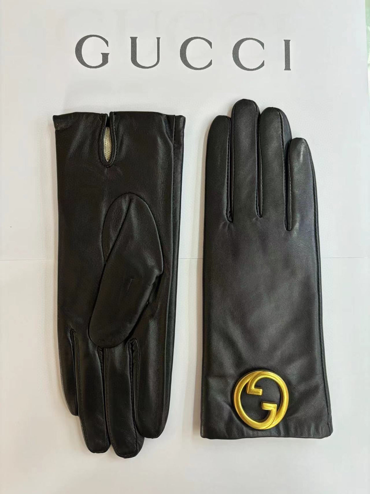 GUCCI GLOVES IN BLACK SHEEPSKIN WITH CASHMERE LINING 432595